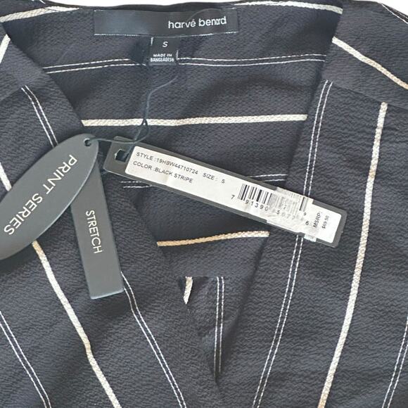 Womens Blouse Size Small Stretch Black and White Wrap - Picture 3 of 5